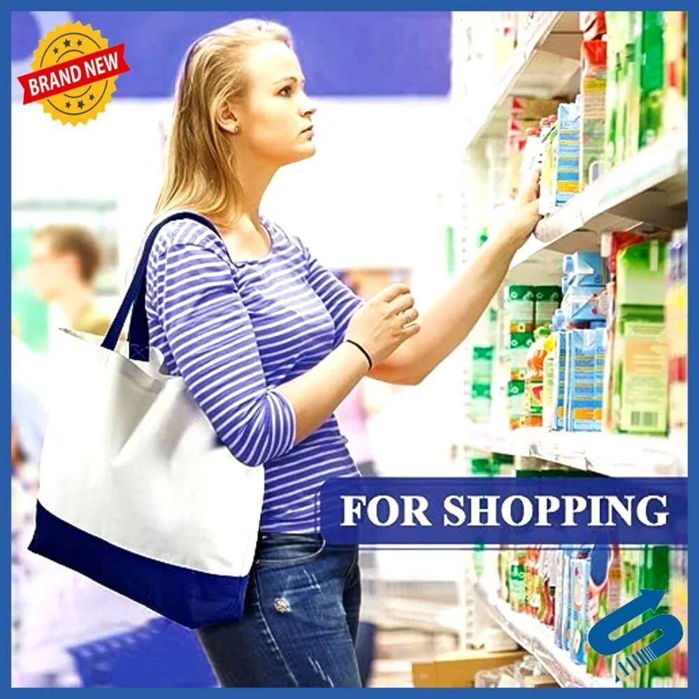 Large Canvas Tote Bags Reusable Grocery Shopping Beach Travel DIY Blank